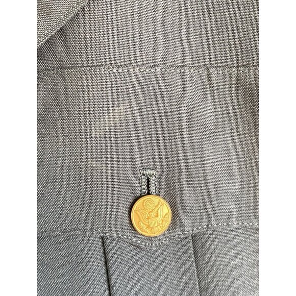 Military Green Jacket with Gold Hardware Men's Button Jacket Blazer Vintage 39R - Picture 7 of 14